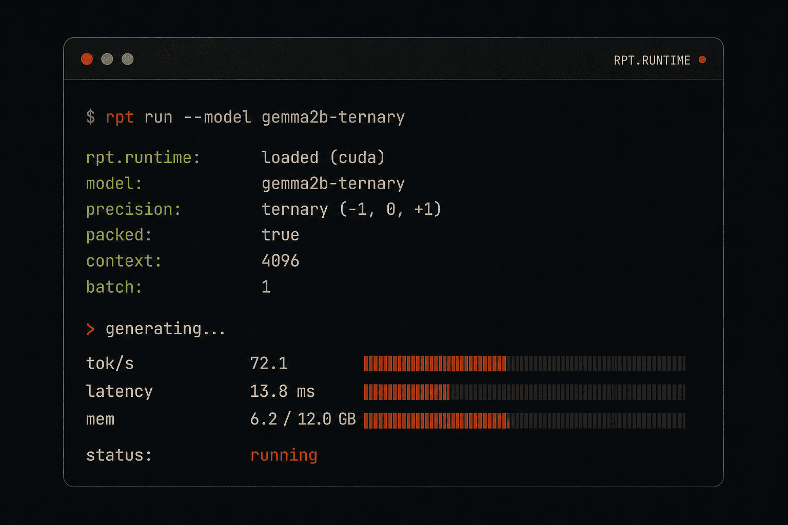 RPT runtime terminal panel